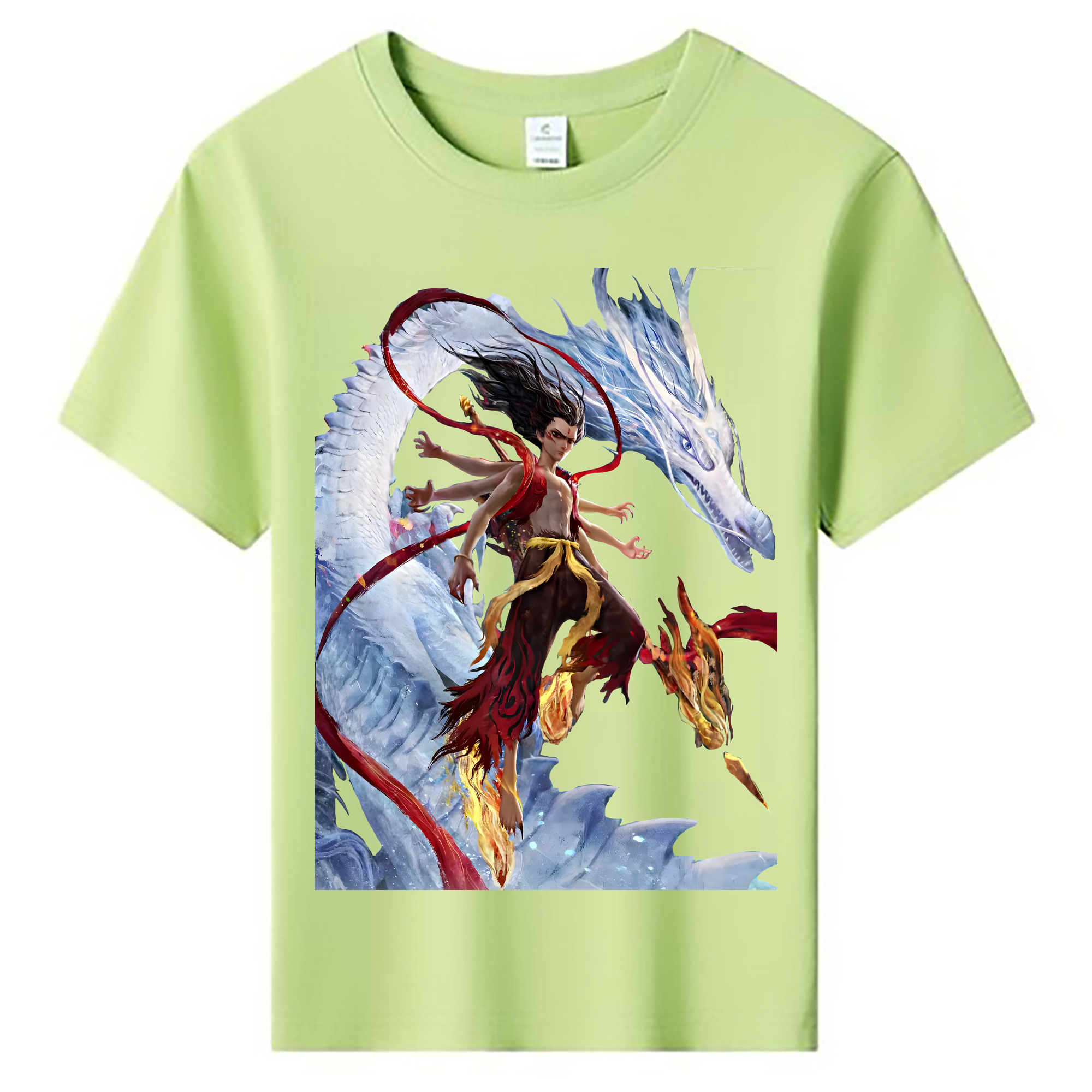 （画像用） Ne Zha 2 ナタ 魔童の大暴れ 綿100％キッズTシャツ（フロントプリント）